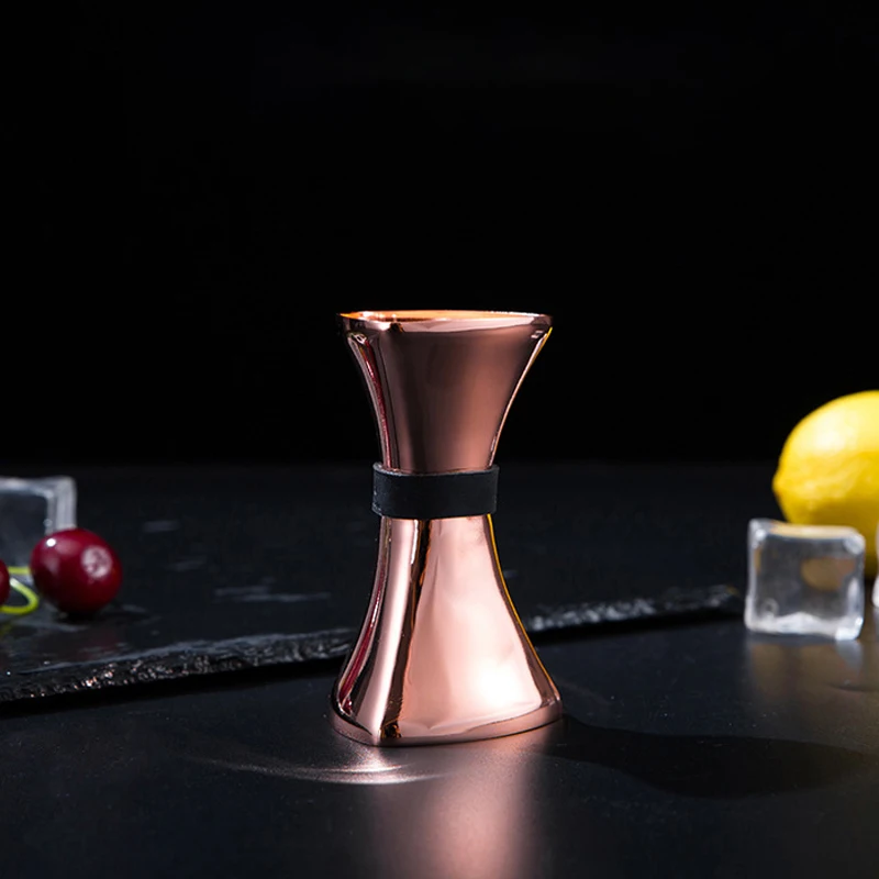 Rose Gold Из нержавеющей стали двуглавый смешивающий мерный стакан унция мерный стакан медный мерный стакан коктейль бар гаджет - Цвет: Rose Gold