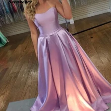 Сиреневое атласное длинное платье для выпускного вечера бальное платье А-силуэта платья для выпускного вечера, любимая девушка элегантные вечерние платья Robe De Soiree