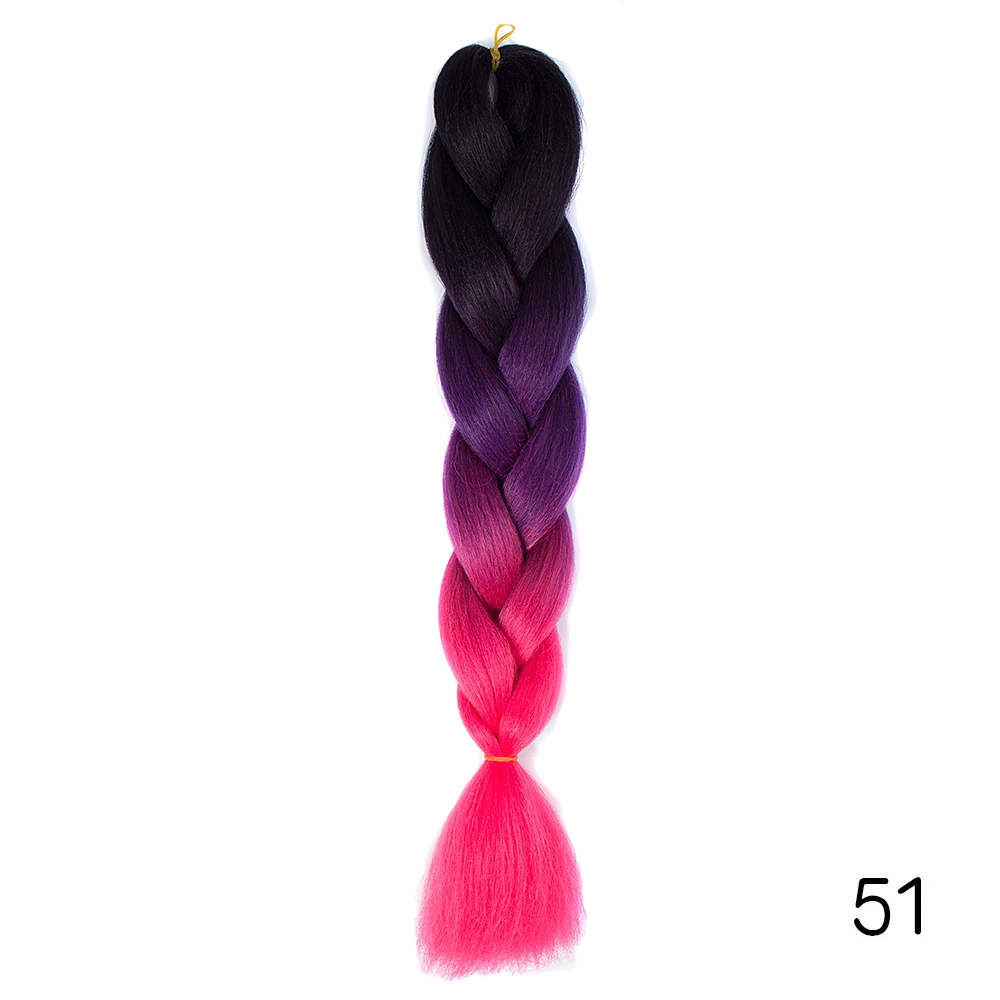 Луиза Джамбо косички синтетические вязанные волосы Накладные косички Омбре косички наращивание волос розовый серый синий крючком косички - Цвет: M#Фиолетовый