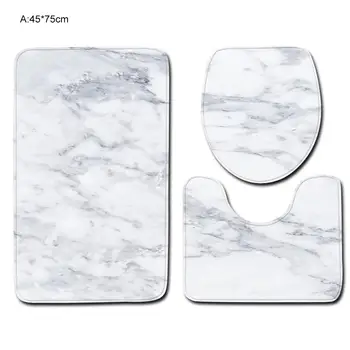 

3Pcs Marble Texture Bathroom Carpet Polyester Toilet Lid Cover Toilet Floor Mat Anti-slip Bathroom Mat Set tapis salle de bain