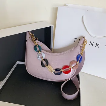 

New Fashion Chain Alligator Pattern Baguette Shoulder Bags for Women 2020 Sac A Main Femme Luxury Handbags Women Designer Bag