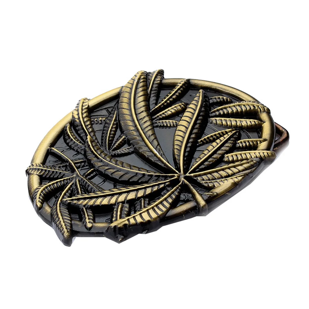 Belt Buckle for Women Men with Exquisite Embossed Bronze Fall Leaf Pattern
