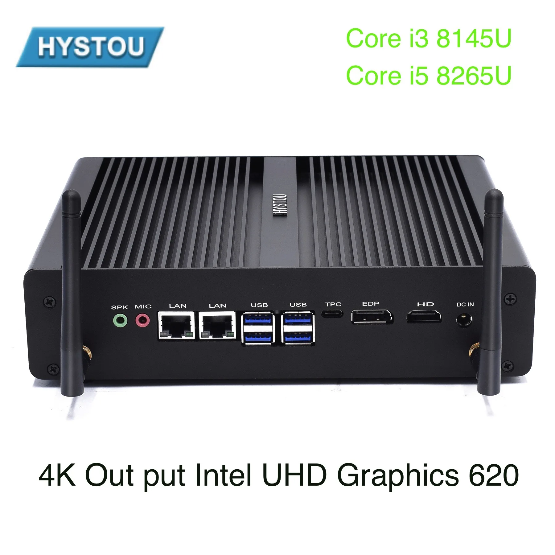 Безвентиляторный ПК промышленный HD + EDP Type C несколько дисплеев 2 ядра LAN i3-8145U i5-8265U