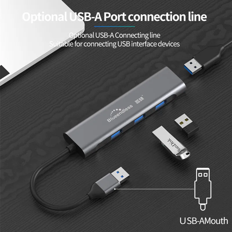 Blueendless usb c концентратор USB3.1 type c до 4 портов USB3.0 высокоскоростной usb поддержка 5 Гбит/с для MacBook pro type c концентратор - Цвет: HU401