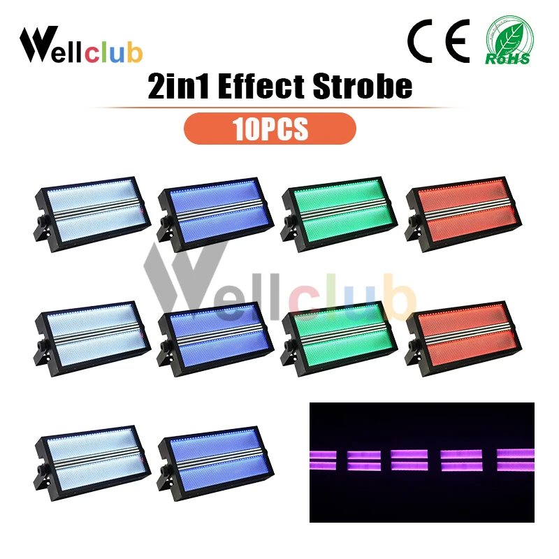 10PCS 2in1 RGB Strobe Light Dj Dmx Control For Disco And Bar Music Stage light Led Atomic Club KTV | Освещение