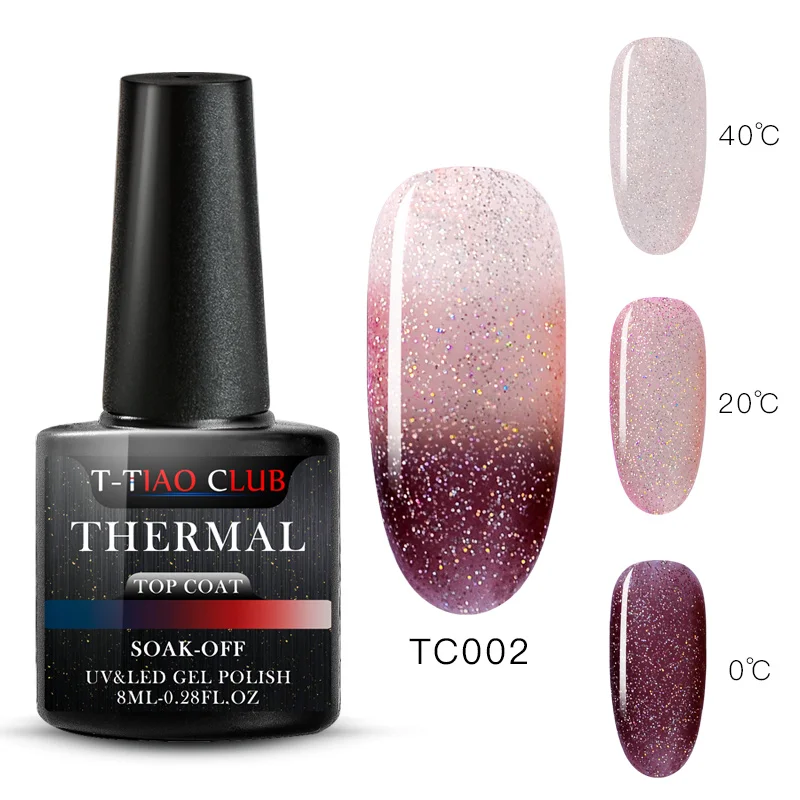 T-TIAO CLUB Thermal Glitter Gel Nail Polish Holographic Temperature Color-changing Varnish Semi Permanent Nail Art Gel Lacquer - Цвет: S03323