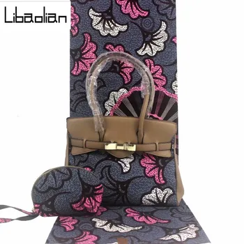 

Latest Fashion african wax bag sets 3 pieces/set ankara wax handbag matching 6 yards african wax 100% Cotton fabric F210-21