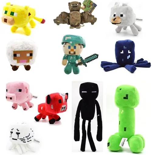 New Mine Stuffed Plush Toys Doll Zombie Bat Squid Mooshroom Enderman Ocelot Pig Baby Sheep Children Kids Birthday Gift photo