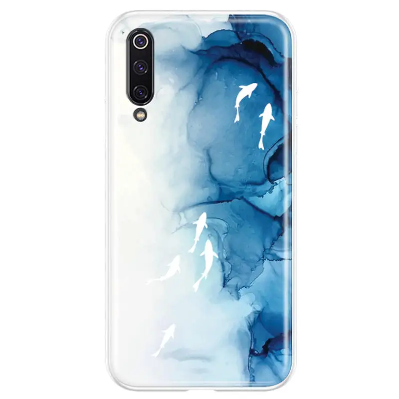 Летние градиент чернила рыбы из жидкого силикона чехол для xiaomi MI9 MI9SE MI8 MI8SE MI8Lite, MIX3 MIX2S MIX2 MI6 6X A2