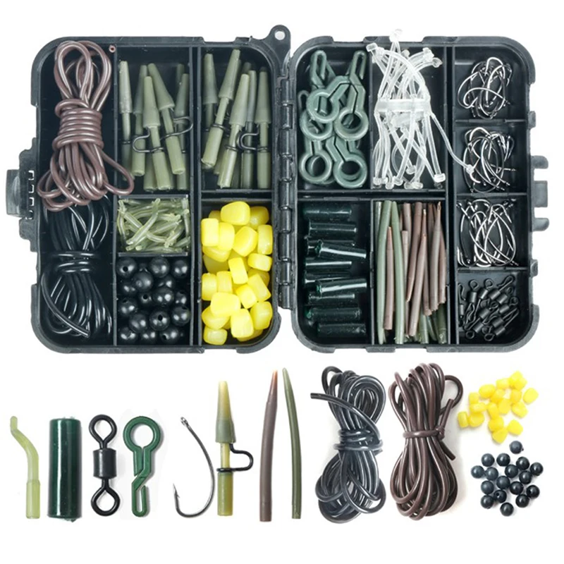 225pcs Fishing Kit Including Jig Hooks Fishing Sinker Weights Swivels Snaps
