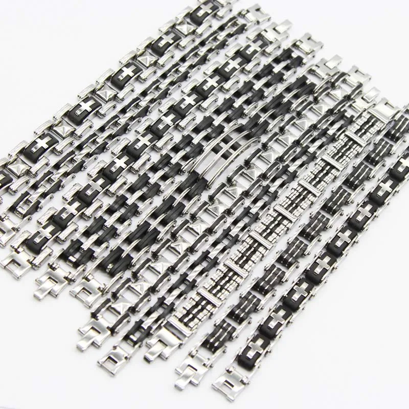 10 stainless steel chain bracelet men's mixed style fashion silver fine classic wholesale lot bulk jewelry