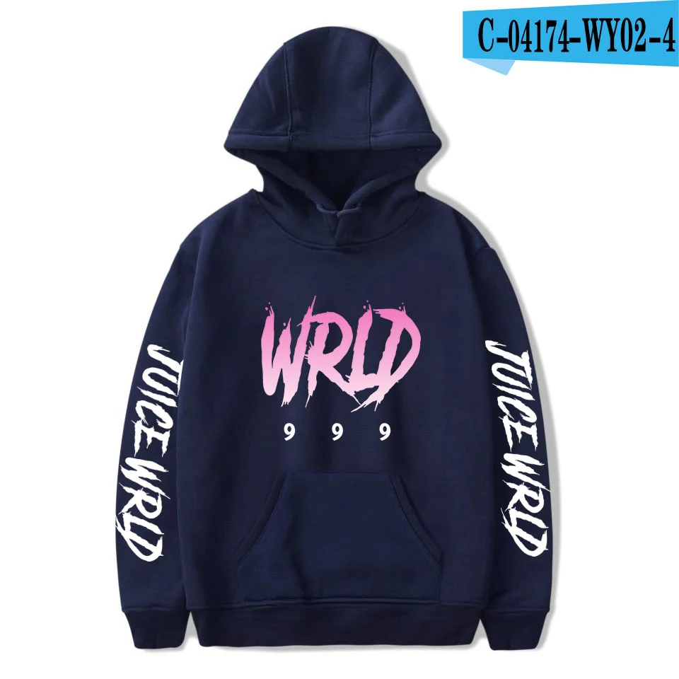 navy blue Новые модные толстовки с капюшоном Juice WRLD для мужчин и женщин, осенние толстовки с капюшоном в стиле хип-хоп, Повседневная Толстовка Juice WRLD для мальчиков и девочек, серые пуловеры - Цвет: navy blue