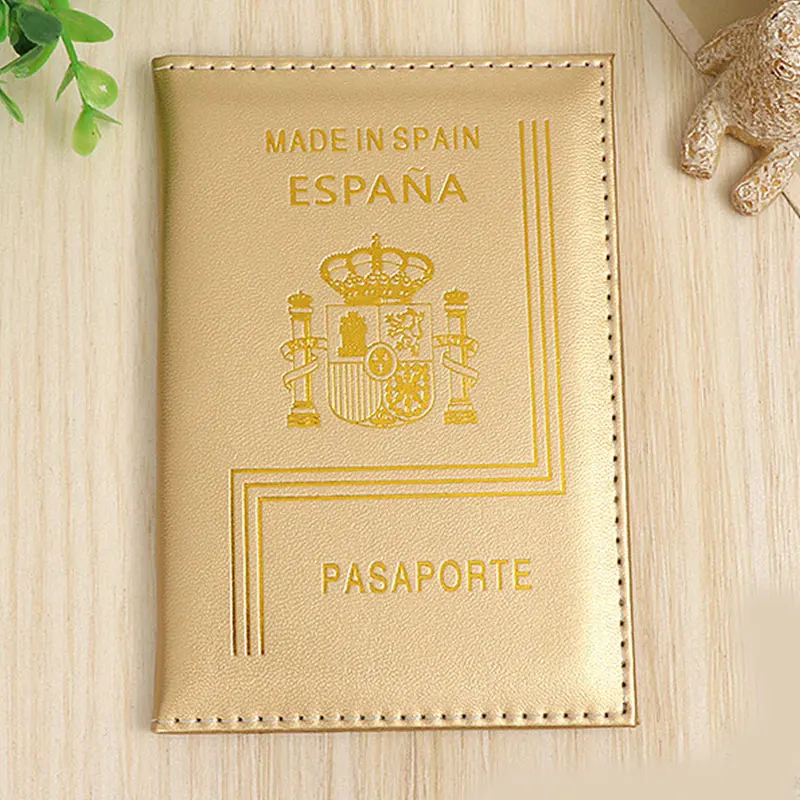 Модная разноцветная Защитная крышка для проездных документов, многофункциональная испанская Обложка для паспорта, защитная визитная карточка - Цвет: Золотой