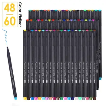 

48/60pcs 0.4mm Neutral Maker Pen Fineliner Pens For School Office Pen Set Kawaii Ink Pen Art Supplies Cute