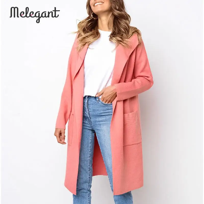 

Melegant solid elegant trench women coats OL high fahsion ladies long coat casual autumn winter 2019 warm coats