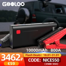 Gooloo 12V Automotive Auto Uitgangspunt Apparaat 18000Mah Powerbank Externe Batterij Booster 1200A Super Capaciteit Motorfiets Jump Start