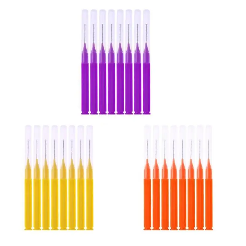 

8pcs Interdental Brush Superfine Toothpicks with Cover Push Pull Tooth Cleaner