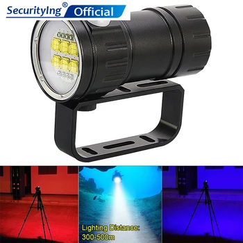 

SecurityIng QH14 LED Flashlight Diving 300W 28800 Lumens LED Underwater 80m Scuba Diving Light for Photography Video Fill Light