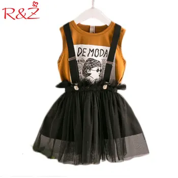

R&Z Girls Set 2019 Summer New Girls Korean Cartoon Print T-Shirt Cute Princess Tutu Children Fashion Set