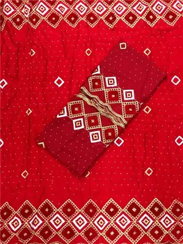 

Wonderful red embroidery African cotton lace fabric matching with 2Y chiffon lace fabric for evening dress WVC1 (5+2y)