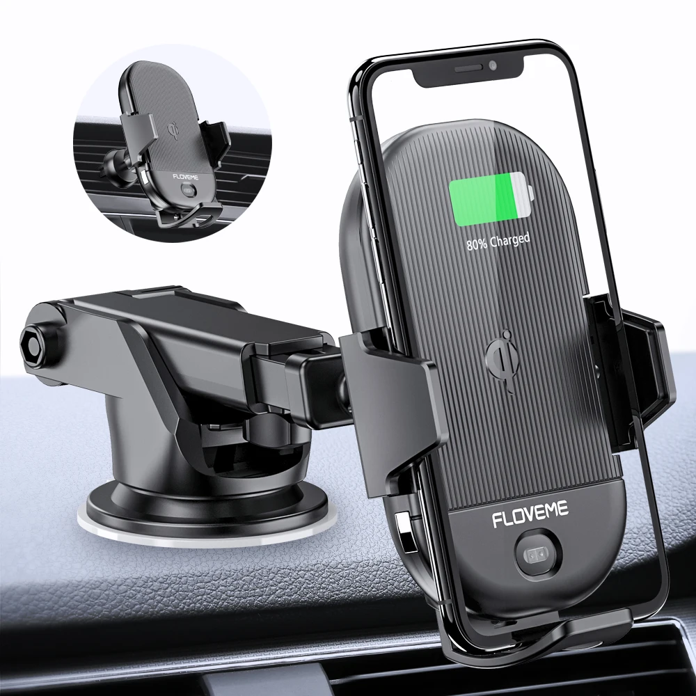 

FLOVEME Qi Car Wireless Charger for iPhone Samsung Automatic Infrared Induction Quick Wireless Charging Car Phone Holder Stand