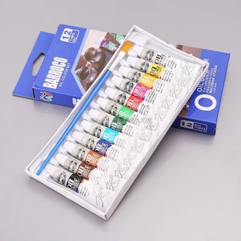 

12 Colors Acrylic Paint Drawing Pigment Oil Painting 6ml Tube With Brush Set Artist Supplies Dropshipping