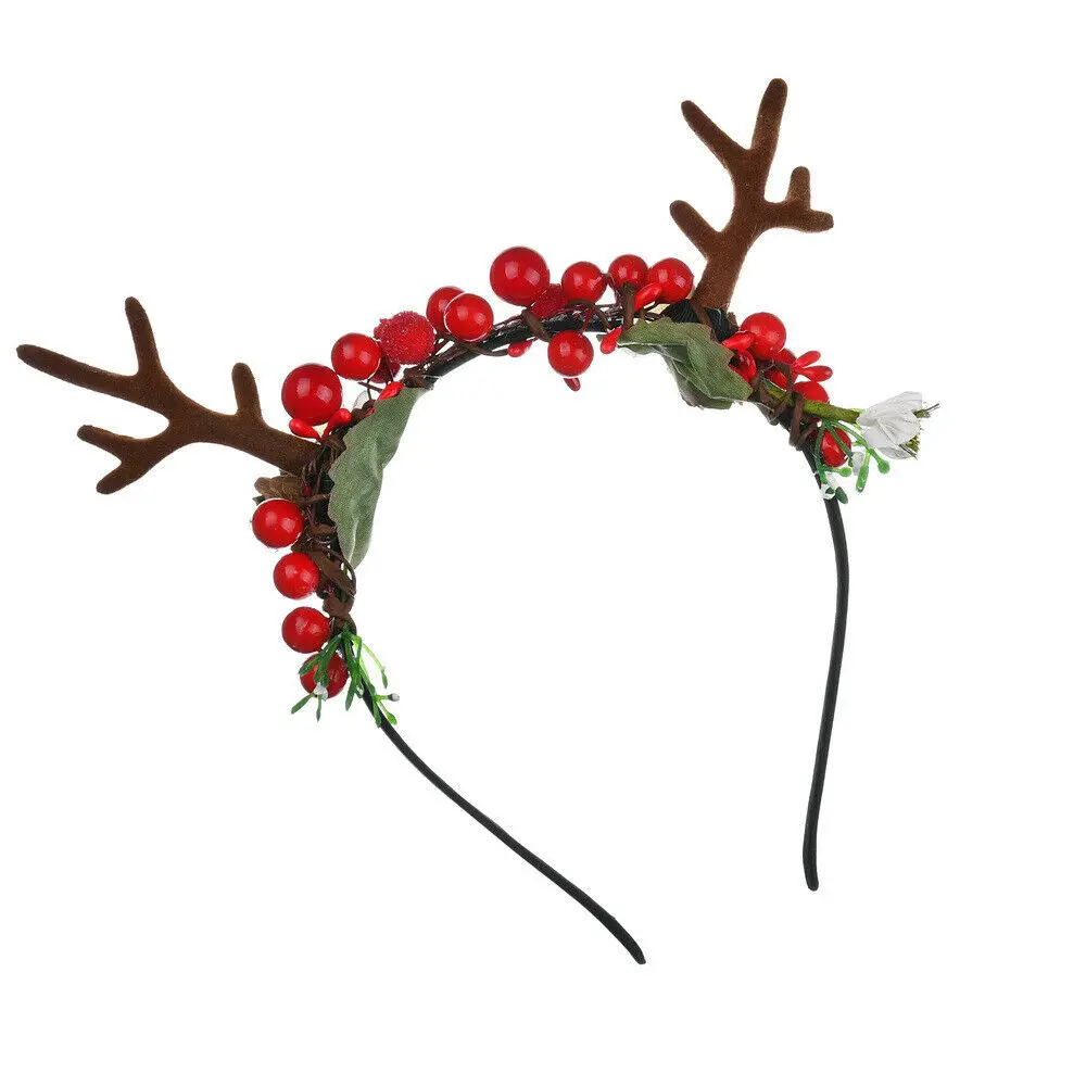 Рождественская повязка на голову 1 пара моделирование олень рога ручной работы головная повязка DIY аксессуары для волос - Цвет: Красный