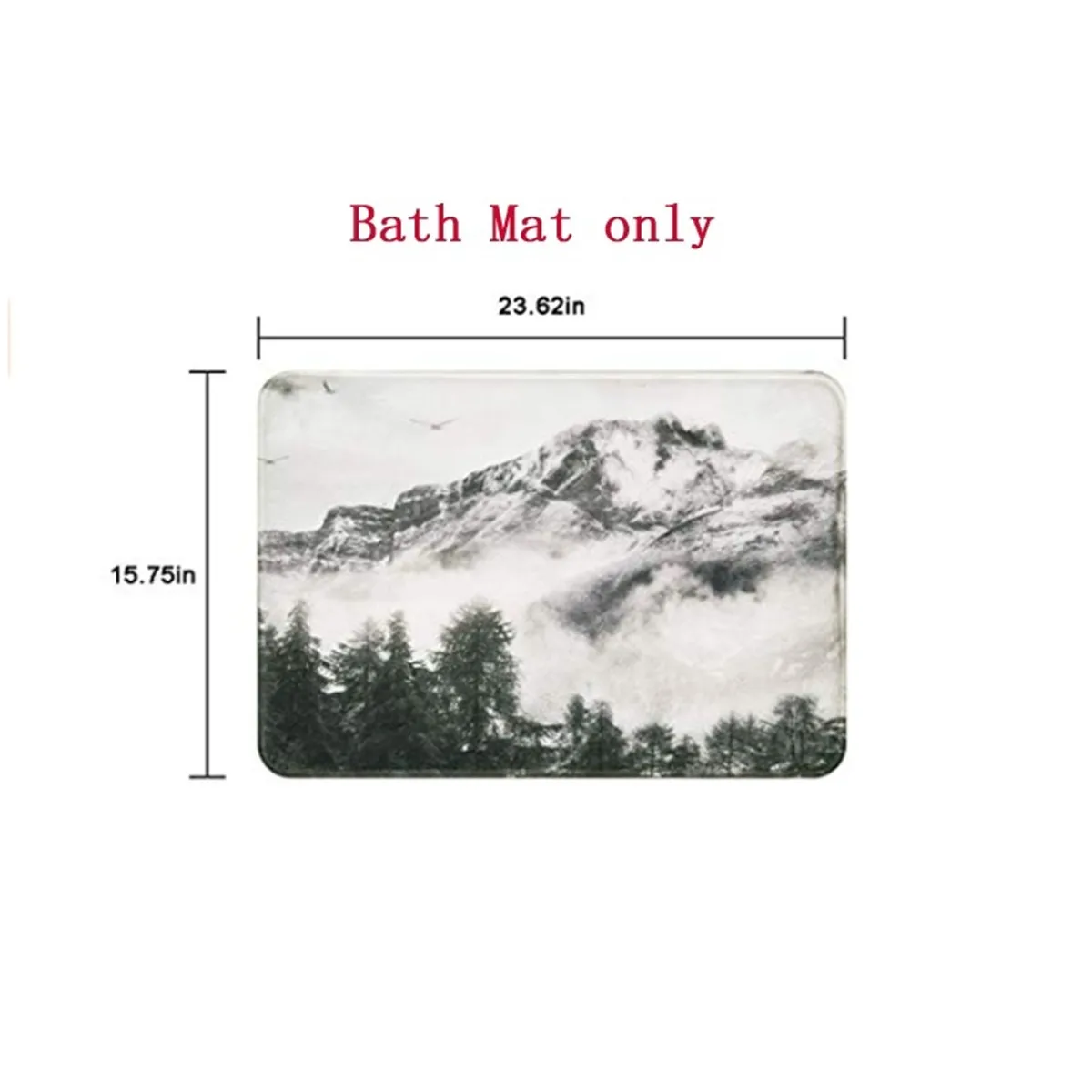 Landscape Flower Ink Printing Waterproof Shower Curtain Non-slip Mats Bath Carpets Toilet Seat Cover Floor Mat Bathroom Decor