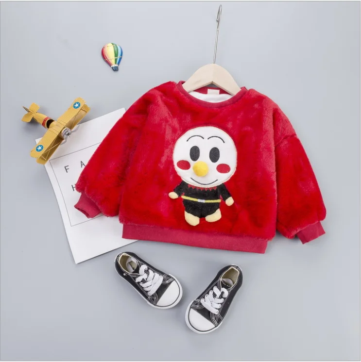 Осенне-зимний свитер для маленьких мальчиков и девочек теплая Милая футболка с мультипликационным принтом рубашка с круглым вырезом - Цвет: picture color