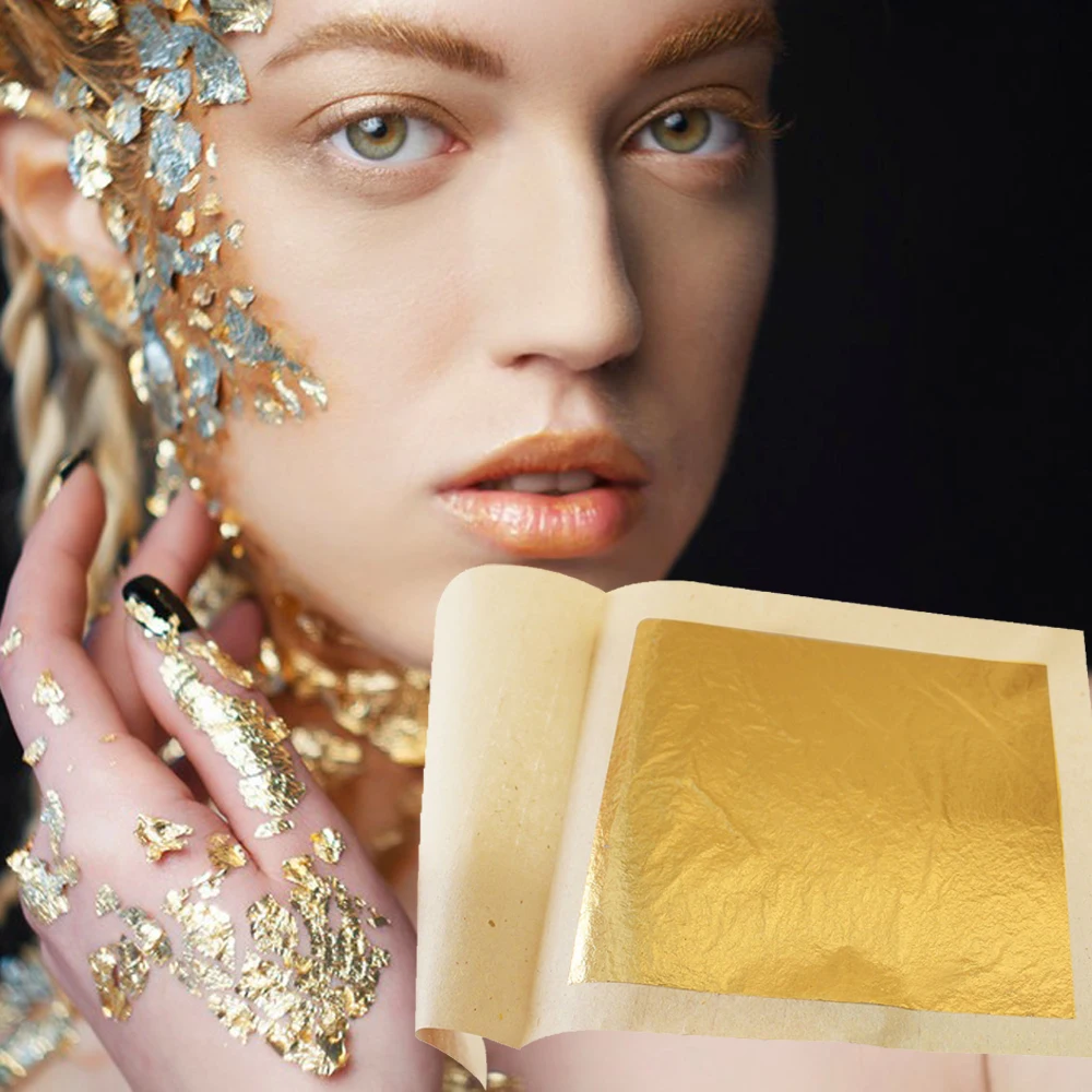 24k Edible Gold Leaf Sheets Gold Foil For Cake Decoration Steak Real