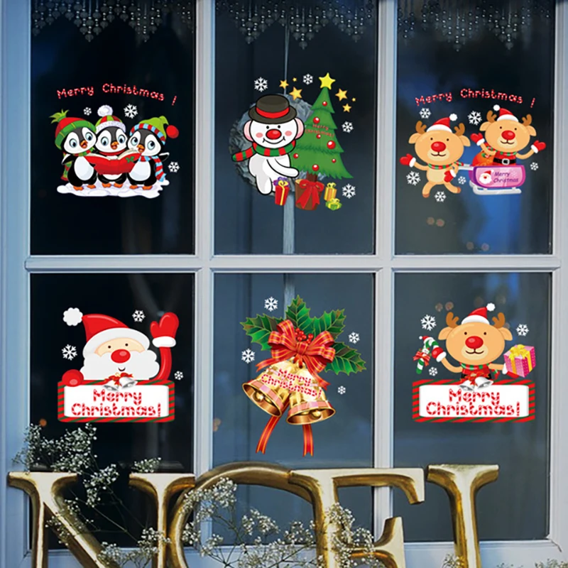 

60*90cm New Merry Christmas Santa Claus Household Wall Sticker Festival Decals Santa Murals Windows Decorations for Shop Decor