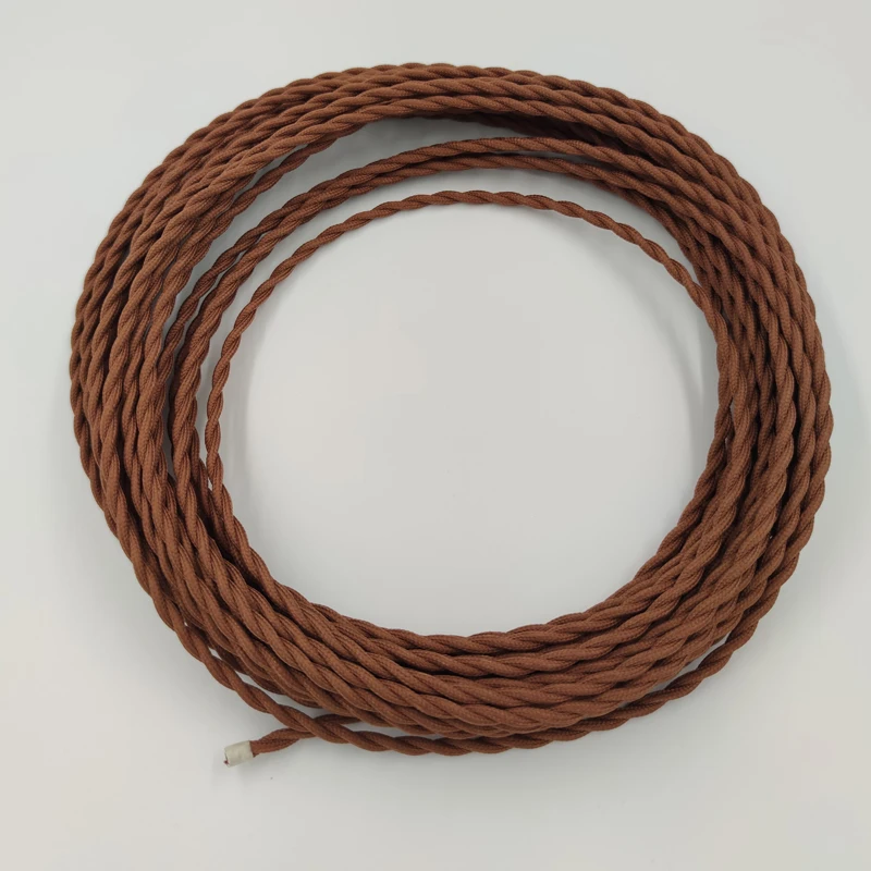 2*0.75mm Electrical Wire Vintage Twisted Textile Pendant Lamp Cord Retro Multiple Colour Retro Edison Lamp Base Overhead Cable