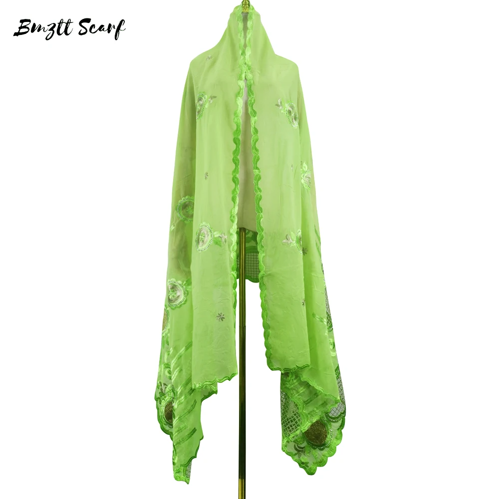 2021 African Fashion Hijab Scarf For Muslim Embroidery Diamonds Large 210x110cm Dubai India Turkey Cotton Shawl 11 Pcs Les-007
