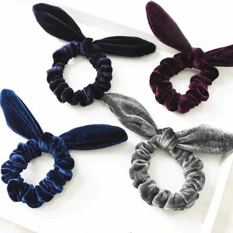 

Women Polyester Bow-knot Hair Scrunchies Lovely Rabbit Ear Soft Hairbands Fashion Girls Sexy Hair Rope Headwear Braider