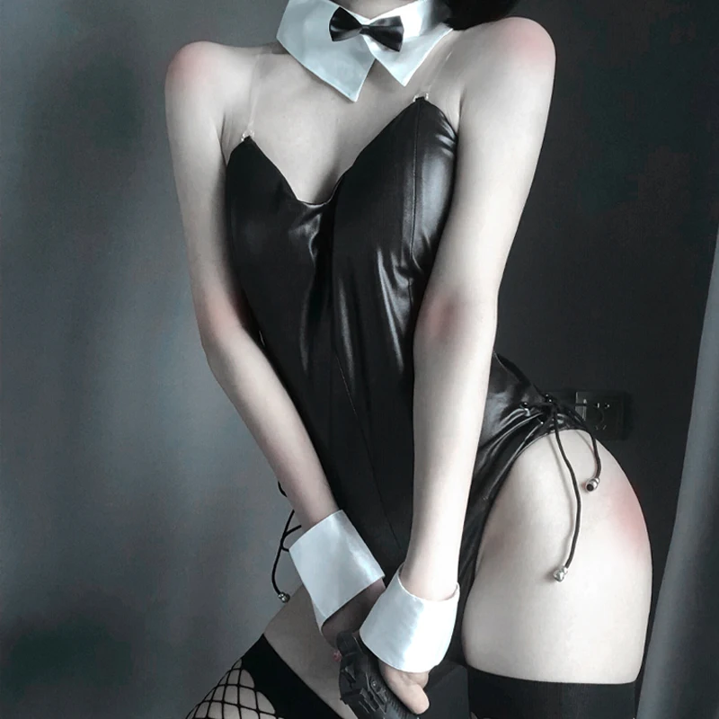 Bunny Girl Faux Leather Set Rabbit Woman Costume Comic Show Cosplay women lingerie women lingerie set