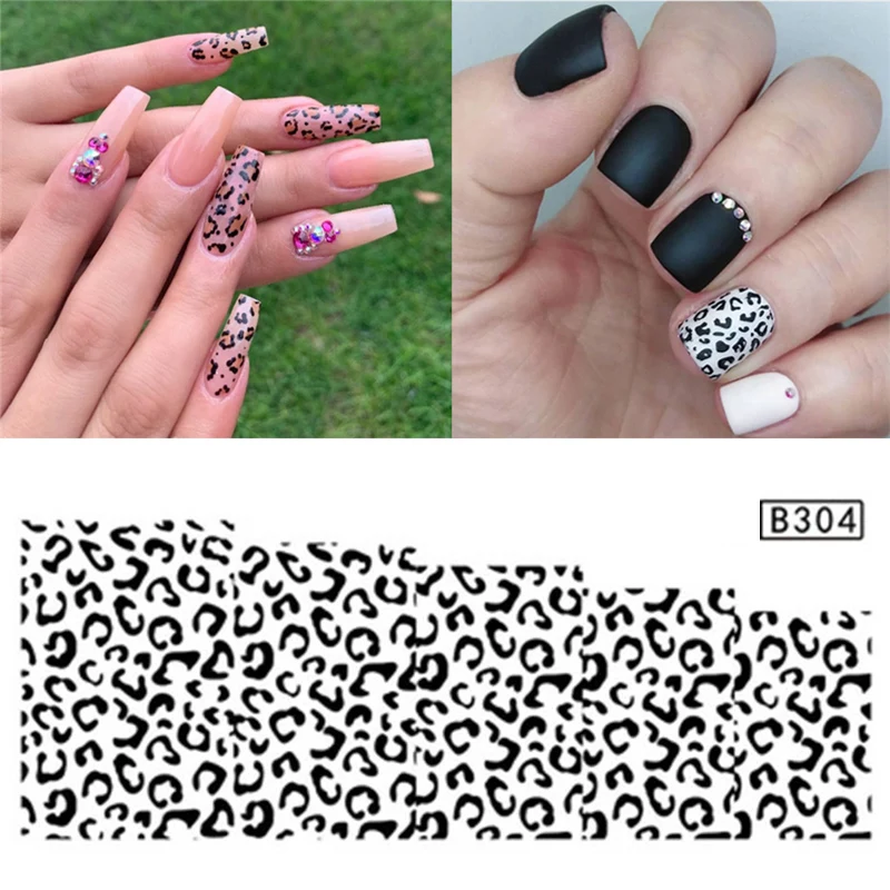 

1pcs Black Leopard Nail Art Water Transfer Sticker Decals Full Wraps Slider Decal Manicure 3D Nail Art Tips Decoration Accessory