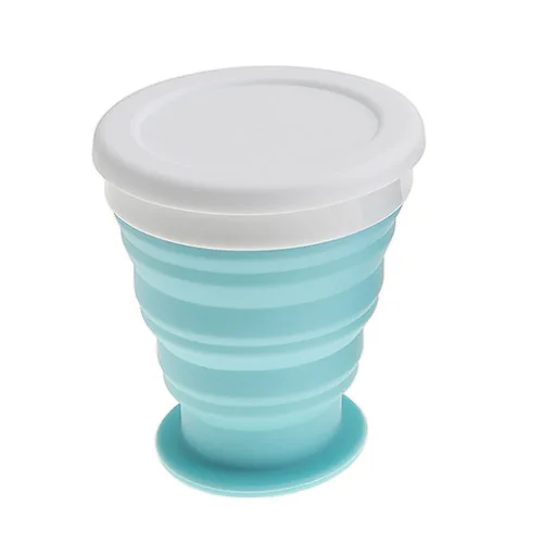 200 мл портативная круговая чашка Масштабируемая силиконовая складная чашка для-50 до 200 градусов Цельсия - Цвет: Синий