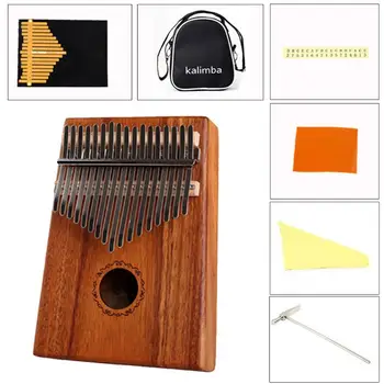 

17 Keys High-grade Wood Acacia Thumb Piano Reasonable Storage and Convenient Access with Tuning Hammer Musical Instrument