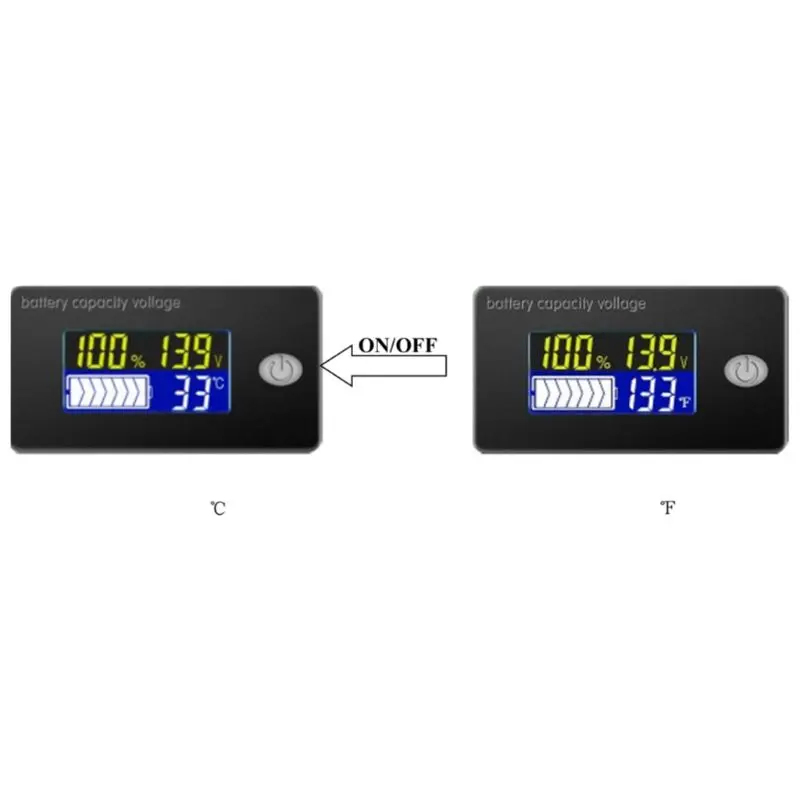 DC 10V~100V Li-ion Lifepo4 Lead acid Battery Capacity Indicator Digital Voltmeter Tester Temperature Monitor 12V 24V 36V 48V 96V 6