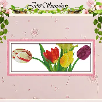 

Free Ship Gorgeous Tulips Counted Cross Stitch flowers Cross Stitch 11CT 14CT Cross-Stitch Kits Handmade Embroidery Needlework