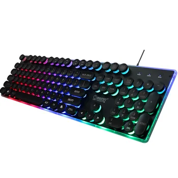 

Retro 104 Keys Gaming Keyboard Wired Mechanical Feeling Mix Color Backlight Keyboard