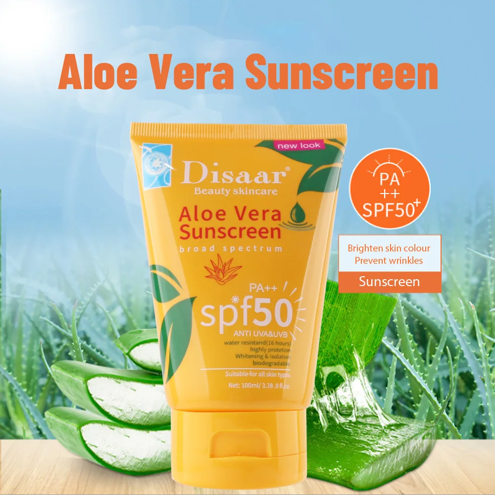 100ml SPF 50+ Aloe Sunscreen Facial Body Whitening Sunblock Oil Control Moisturizing Sweat Proof Skin Cream | Красота и здоровье
