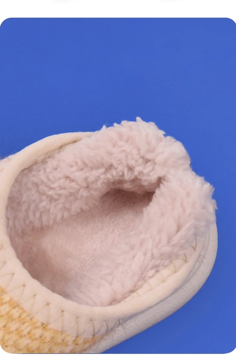 Winter Children Knit Furry Slippers Kids Soft Plush Warm Home Floor Shoes Boys Girl Rubber Soles Non-slip Indoor Cotton Slippers girls leather shoes