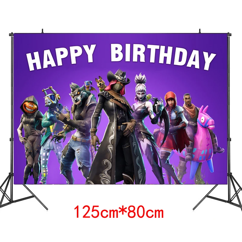 Fortnite-telón de fondo para fiesta de cumpleaños de niños y familia, figura de juego de batalla Royale, Decoración de mesa, regalo