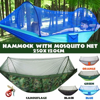 

Anti-Mosquito Hammock 1-2 Person Outdoor Camping Hammock With Mosquito Net Quick Release Camping Tent Hanging Swing Sleeping Bed