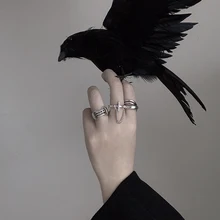 HZ хип-хоп винтажная серебряная металлическая Панк цепь крест открытые кольца пряжки ремня дизайн палец кольца для мужчин и женщин вечерние Ювелирные изделия Подарки