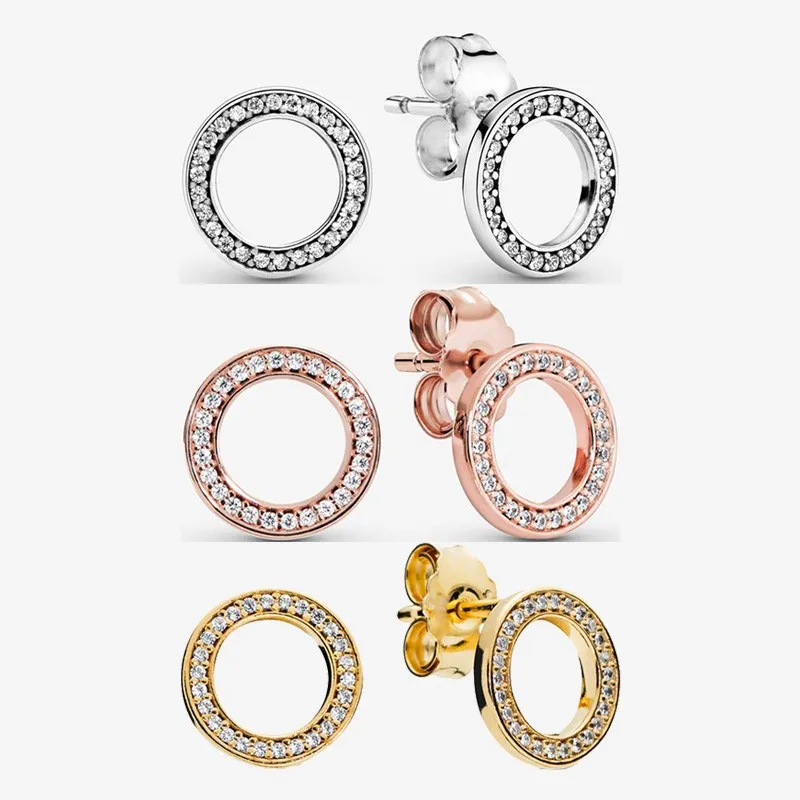 

Authentic S925 Sterling Silver Shiny Round Cz Earrings Women's Fashion Silver Earrings Jewelry Gifts