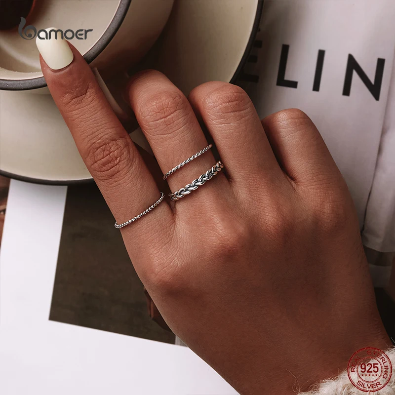 925 Sterling Silver Simple Braided Ring For Women Classic Elegant Stackable Ring Wedding Jewelry Accessories silver rings silver ring wedding rings