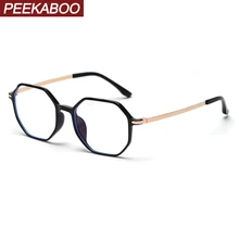Peekaboo, корейский стиль, tr90, синий светильник, фильтр, очки, квадратные, мужские, Ретро стиль, полигон, оптические очки, женские, половина, металлическая оправа