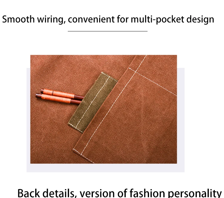 Delantal de trabajo de moda de para hombres de lona negro delantal babero ajustable cocina Delantales para mujer con bolsil